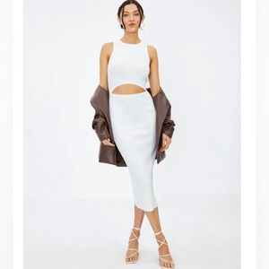 Glassons Ribbed White cutout midi dress XS